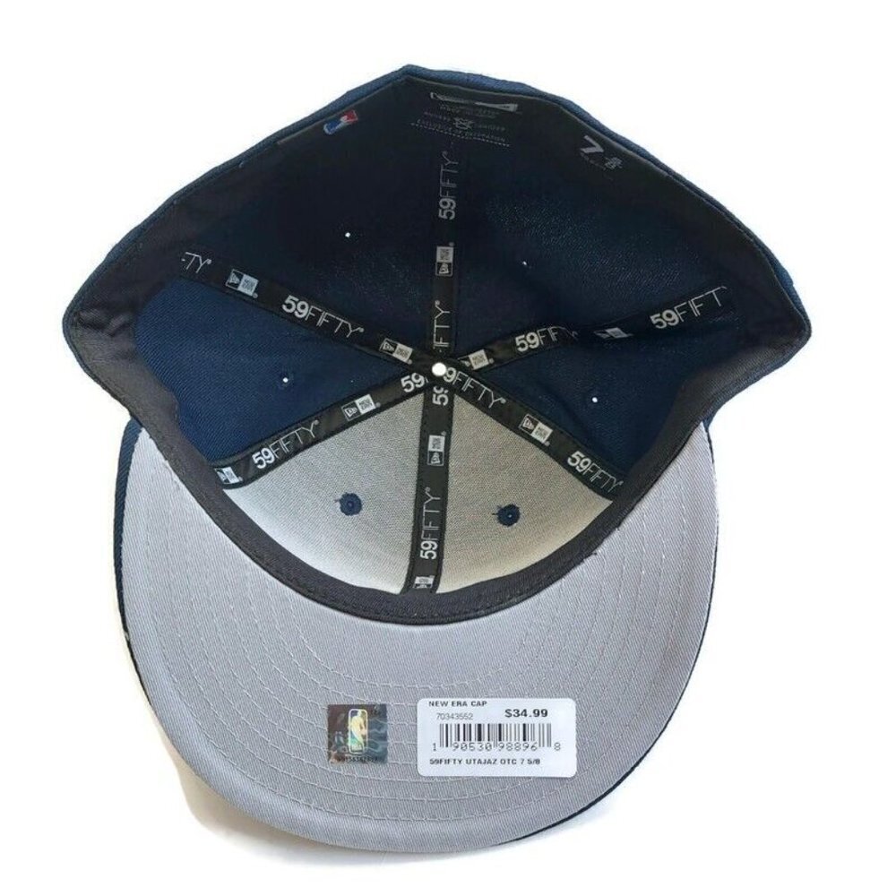 59Fifty New Era Size 7 5/8 NBA Utah Jazz Fitted Hat OTC Cap Blue - Picture 6 of 7